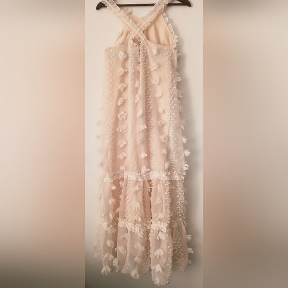 Women's BLUSH 3D Floral TEXTURED Tiered MIDI Easter DRESS Boho Sleeveless Size S - Picture 9 of 16